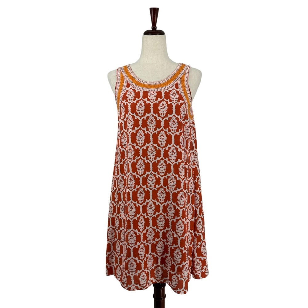 Hatley Boho Mini Shift Dress Womens S Rust Orange Sleeveless Viscose‎ Sundress